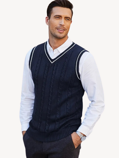 EUSTACHIO - GILET EN MAILLE TRESSÉE