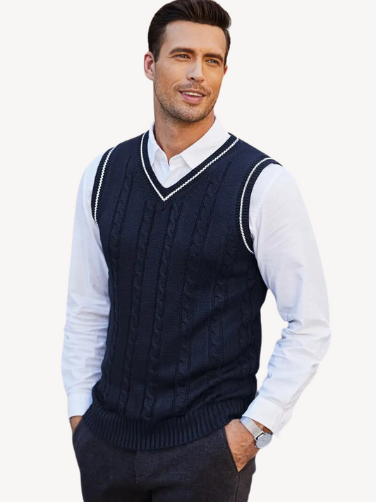 EUSTACHIO - GILET EN MAILLE TRESSÉE