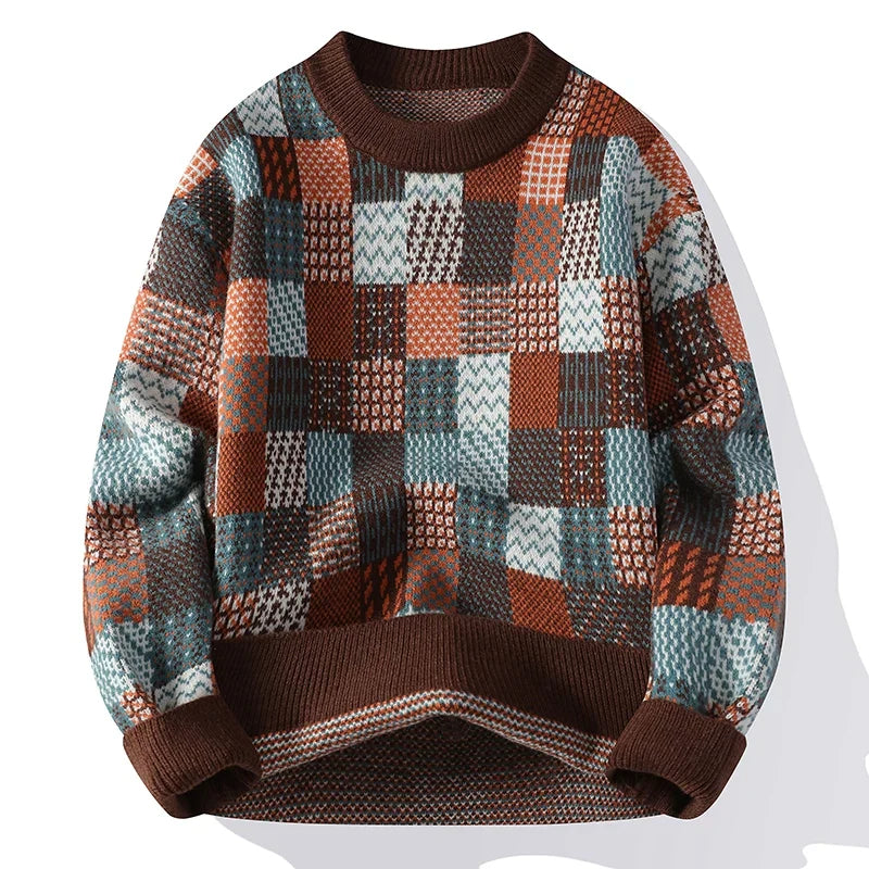 Ador | Pull vintage patchwork en cachemire pour homme