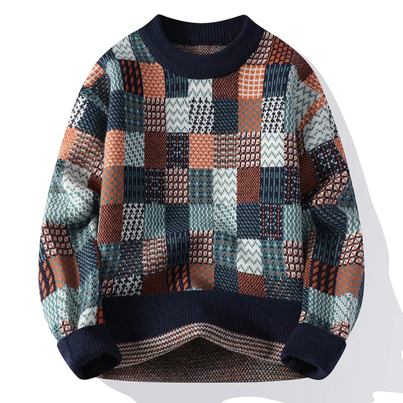 Ador | Pull vintage patchwork en cachemire pour homme